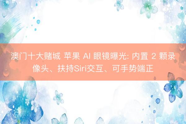 澳门十大赌城 苹果 AI 眼镜曝光: 内置 2 颗录像头、扶持Siri交互、可手势端正