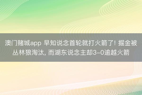 澳门赌城app 早知说念首轮就打火箭了! 掘金被丛林狼淘汰, 而湖东说念主却3-0逾越火箭